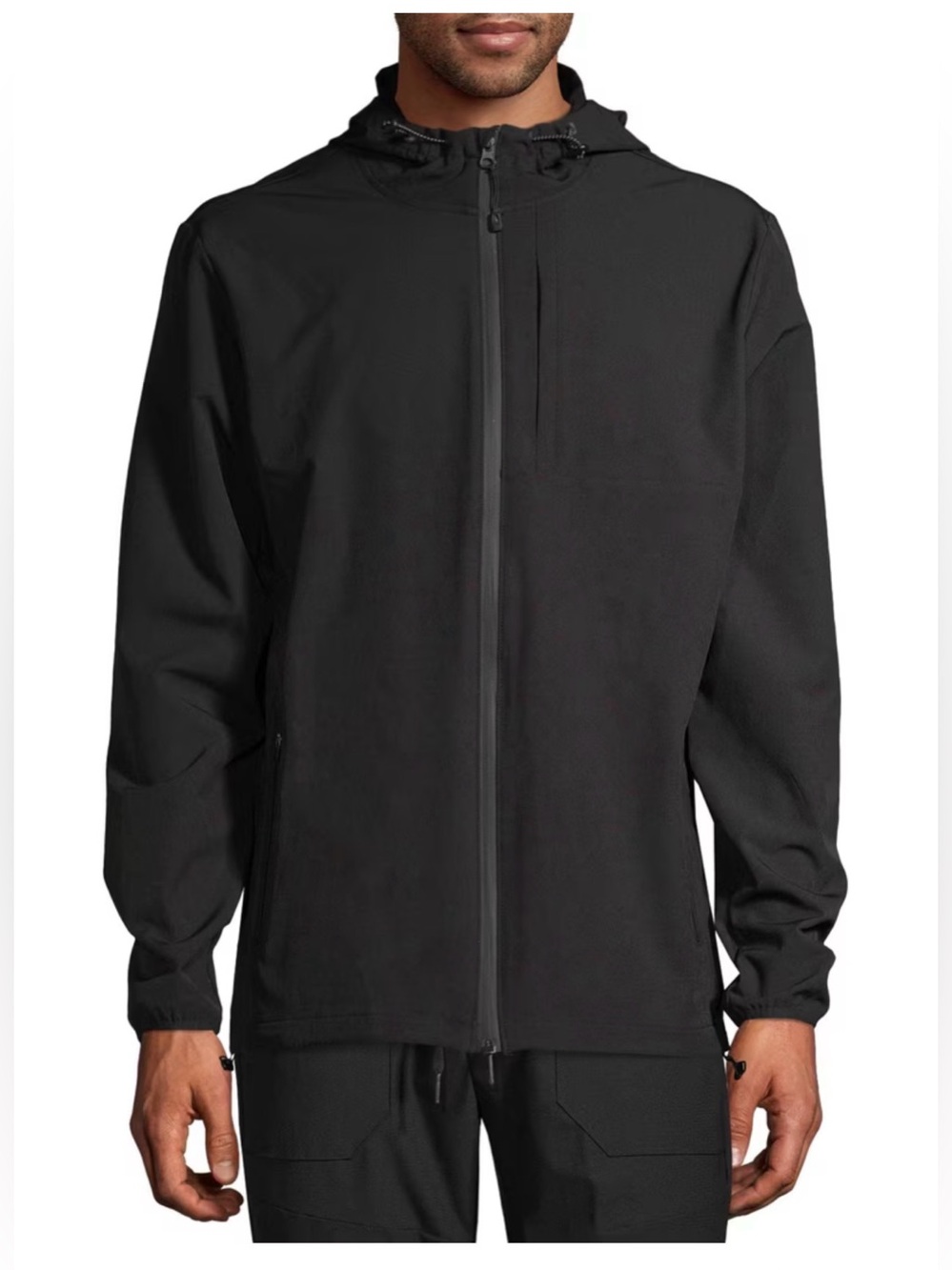 Swiss Tech Men's Black Hooded Shell Windbreaker Jacket